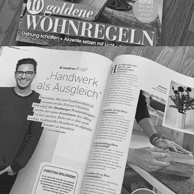 Zeitungsausschnitt mit Artikeln über Handwerk und Wohnregeln in Schwarzweiß.
